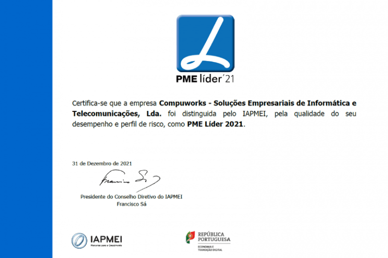 Distinção de PME líder 2021 Distinção de PME líder 2021