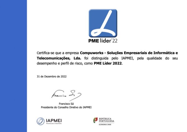 Compuworks-PME-lider Distinção PME Líder 2022